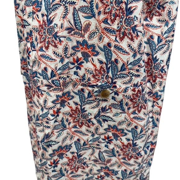 J. McLaughlin Rue Coral/Blue Linen Floral Sleeveless Shift Dress XL NEW $218 - Picture 5 of 16